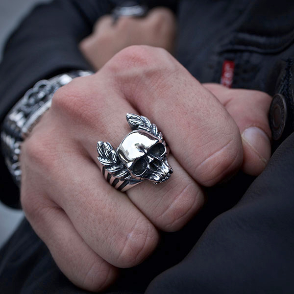 Memento Mori Ring on hand